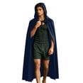 thumbnail image 2 of LEKWK Men Medieval Hooded Cloak Front Tie Gothic Wizard Witch Robe Loose Cape Themed Activity Halloween Renaissance Costume, 2 of 9
