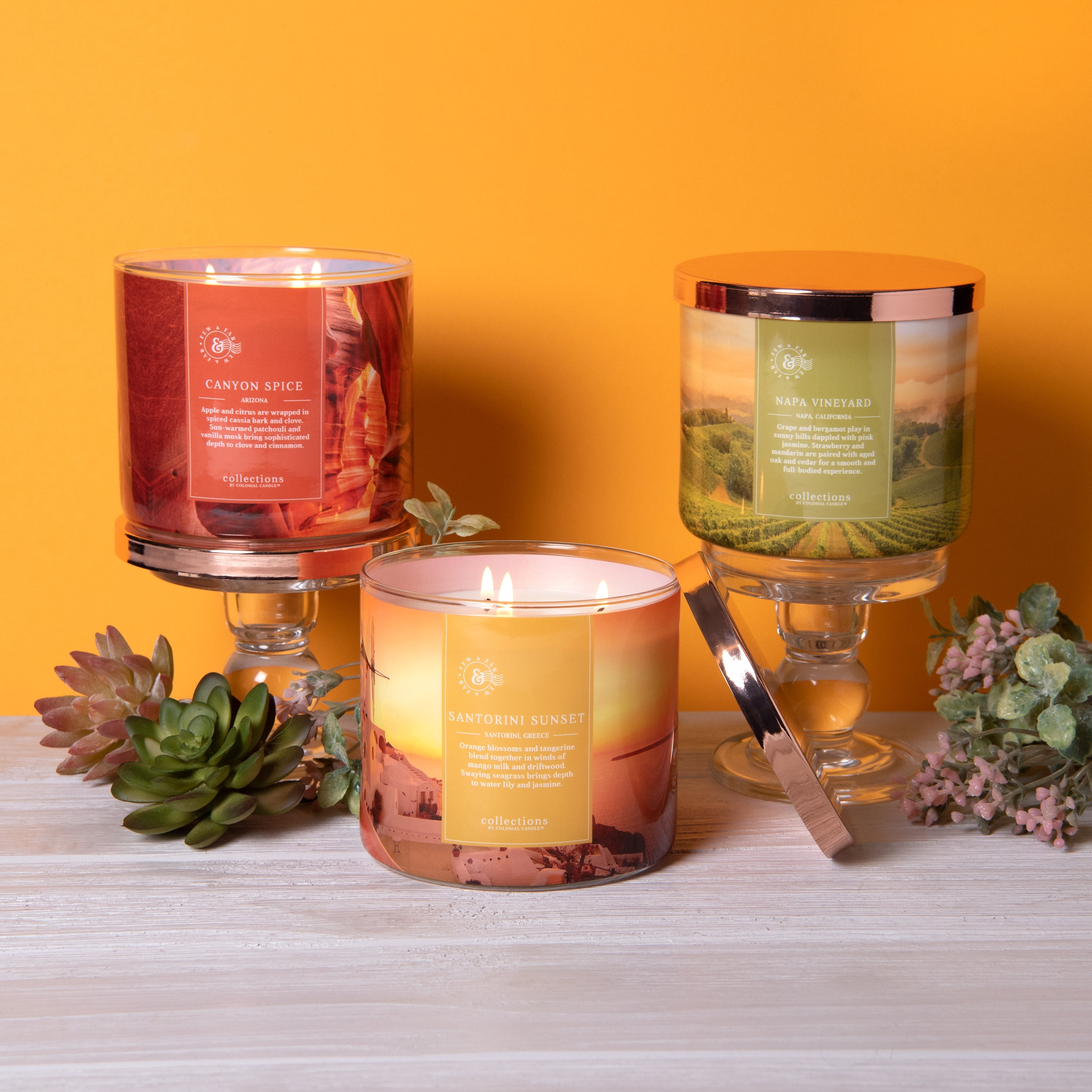 Colonial Candle Santorini Sunset 14.5Oz, 3 Wick Candle, Yellow