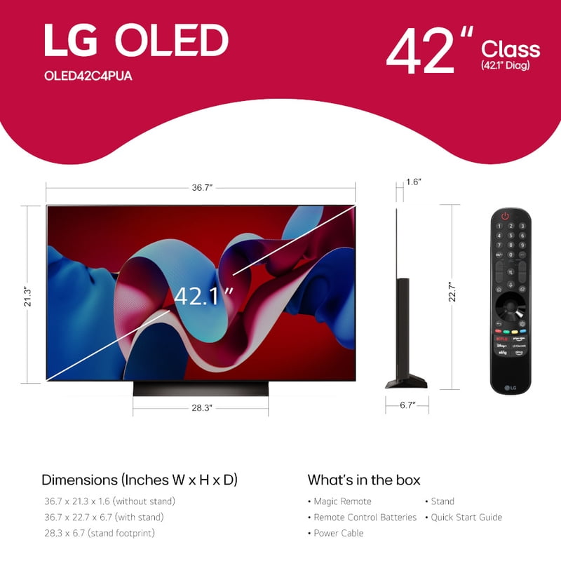 LG 42" Class 4K UHD OLED Web OS Smart TV with Dolby Vision C4 Series - OLED42C4PUA color options