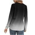 thumbnail image 5 of ManxiVoo Women's Ombre Long Sleeve Button Down Shirt Casual Comfort Fit Gradient Color Stylish Blouse Versatile Tops for Women L Size Black, 5 of 6