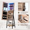 thumbnail image 3 of LVSOMT 3 LEDs Mirror Jewelry Cabinet, 60.4" Jewelry Mirror Full Length, Standing Lockable Jewelry Armoire Organizer, Floor Mirror with Storage for Jewelry Cosmetics, 3 of 4