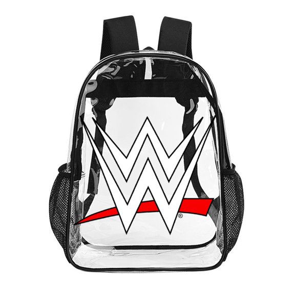 WWE Clear Backpack Heavy Duty See Through Bookbag Transparent Bag for Colleges School Work Sport Travel