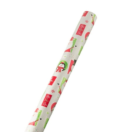 JAM PAPER Wrapping Paper - 25 Sq Ft - Holographic Santa & Pals - Sold Individually