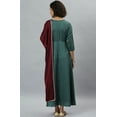 thumbnail image 6 of Janasya Indian Keyhole Neck 3/4 Sleeve Solid Grey Poly Silk Kurta With Dupatta For Women, 6 of 8