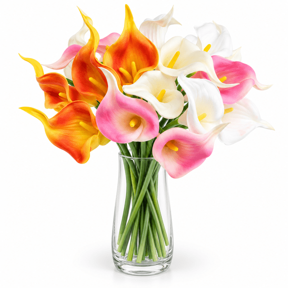 Real Touch Artificial Calla Lily Flowers,PU Faux Calla Lilies in Mixed Colors for Wedding,Party,Shower and Home Decor,16 Pcs