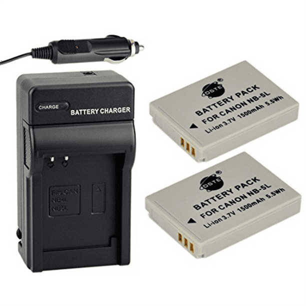 DSTE 2pcs NB_5L Replacement Li_ion Battery + Charger DC22 for Canon