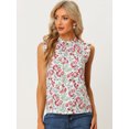 thumbnail image 2 of INSPIRE CHIC Junior's Keyhole Back Ruched Sleeveless Stand Collar Blouse, 2 of 6