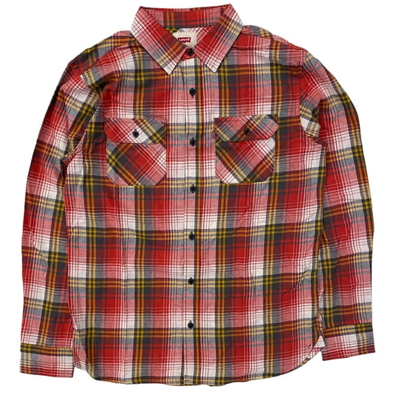 Levi's Strauss Men's Classic Western Plaid Flannel Button Up Shirt in Size Small (Red, Small)