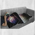 thumbnail image 6 of Galaxy Soft Flannel Fleece Blanket, Sunset in Outer Space Universe Saturn View from Planet Earth Atmosphere in Spaceship, Cozy Plush for Indoor and Outdoor Use, 70" x 90", Black Blue, by Ambesonne, 6 of 6
