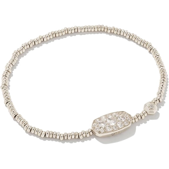 Kendra Scott Grayson Crystal Stretch Bracelet Rhodium White Crystal
