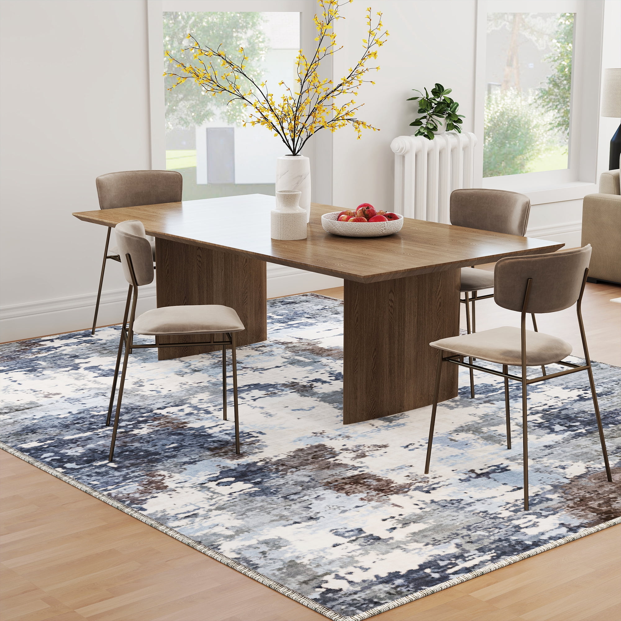 EnHomee Area Rug for Living Room 8x10 Area Rugs for Bedroom Modern Abstract Rug with Rubber Backing Non Slip Washable Persian Carpet, Blue Gray