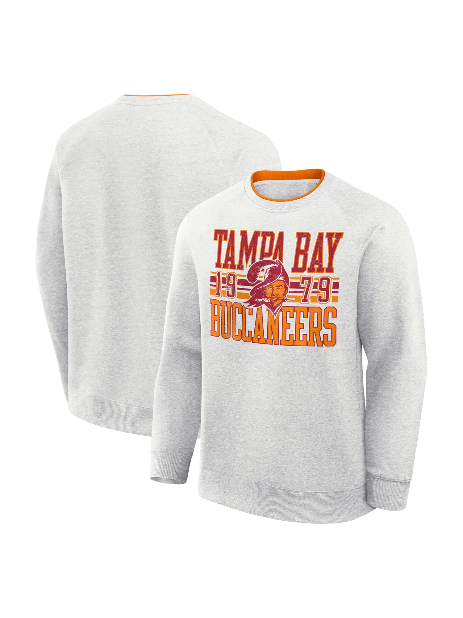 NFL Tampa Bay Buccaneers Men's Cotton Gray Heather Long Sleeve Crew Fleece Sweatshirt