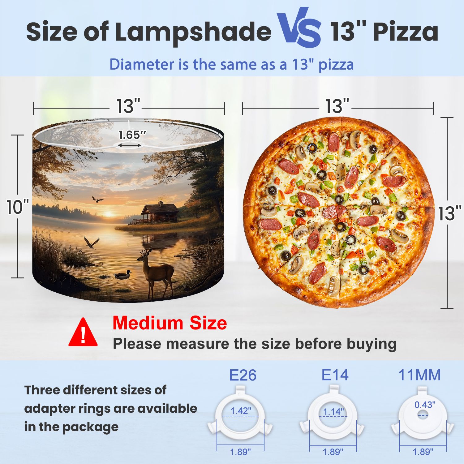 Lampshades 2 Pack Animal Deer Vintage Wildlife Rustic Duck Cabin Sunset Lake Realistic 13"x13"x10" Light Shade for Table Lamps Floor Lamps Drum Lamp Shades Lampshade Replacement Easy Assembly