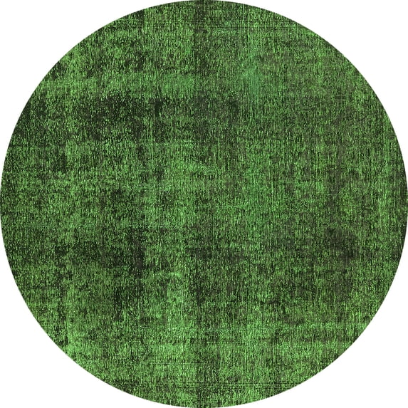 Ahgly Company Indoor Round Oriental Green Industrial Area Rugs, 7' Round