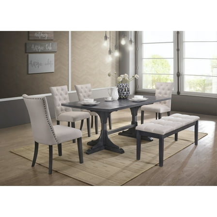 Dark Gray Wood Dining Table 71" x 40" in Standard Height