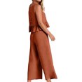 thumbnail image 2 of Women's Summer 2 Piece Outfits Sleeveless  Tank Crop Button Back Tops Wide Leg Pants Set with Pockets, 2 of 4