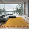 thumbnail image 1 of ODIKA 8'x10' Orange Golden Retro Geometric Border Frame Washable Area Rug Mid Century Modern Style Decorative Pattern for King Size Bedroom Under Bed, Master Suite, Non-Shedding, Easy Care, 1 of 5