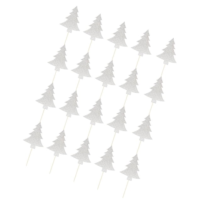 20 / set / Silver / Tree Cake Topper Cupcake Selecciones de alimentos Plata