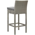 thumbnail image 2 of Contemporary Modern Urban Designer Outdoor Patio Balcony Garden Furniture Bar Side Stool Chair, Set of Two, Fabric Rattan Wicker, Grey Gray, 2 of 4