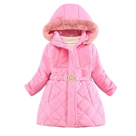 Mercatoo Girls Winter Dress Coats Fleece Lined Faux 𝐅u𝐫 Hooded Long Puffer Jacket with Waistband Wate𝐫proof Quilted Parka