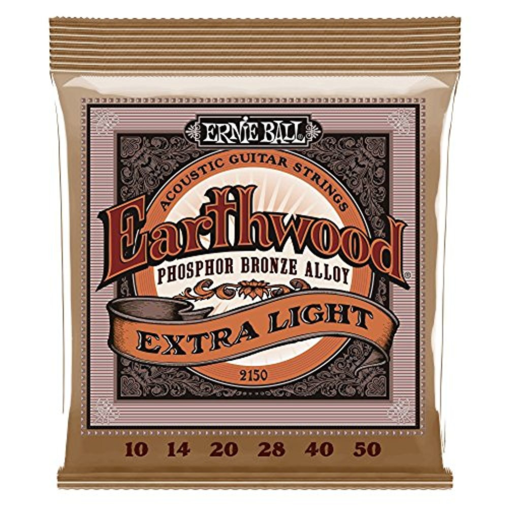 5 PACK Ernie Ball P02150 Earthwood Extra Light Phosphor Bronze Acoustic String Set, .010 - .050