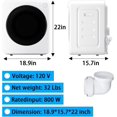 thumbnail image 6 of 1.6 cu.ft Portable Clothes Dryer, 800W Compact Dryer with Stainless Steel Tub, 5 Modes Auto Stop & Easy Control Small Dryer Machine, Ideal for Laundry, Apartments, Dorms, RVs, White, 6 of 7