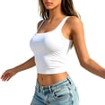 thumbnail image 4 of Huowey Women'S Camisole Tank Top Sleeveless Scoop Neck Solid Color Slim Fit Fashionable Casual Trendy Crop Top Summer Basic Lightweight Breathable Tight Cami Tee Shirts,White,S, 4 of 8