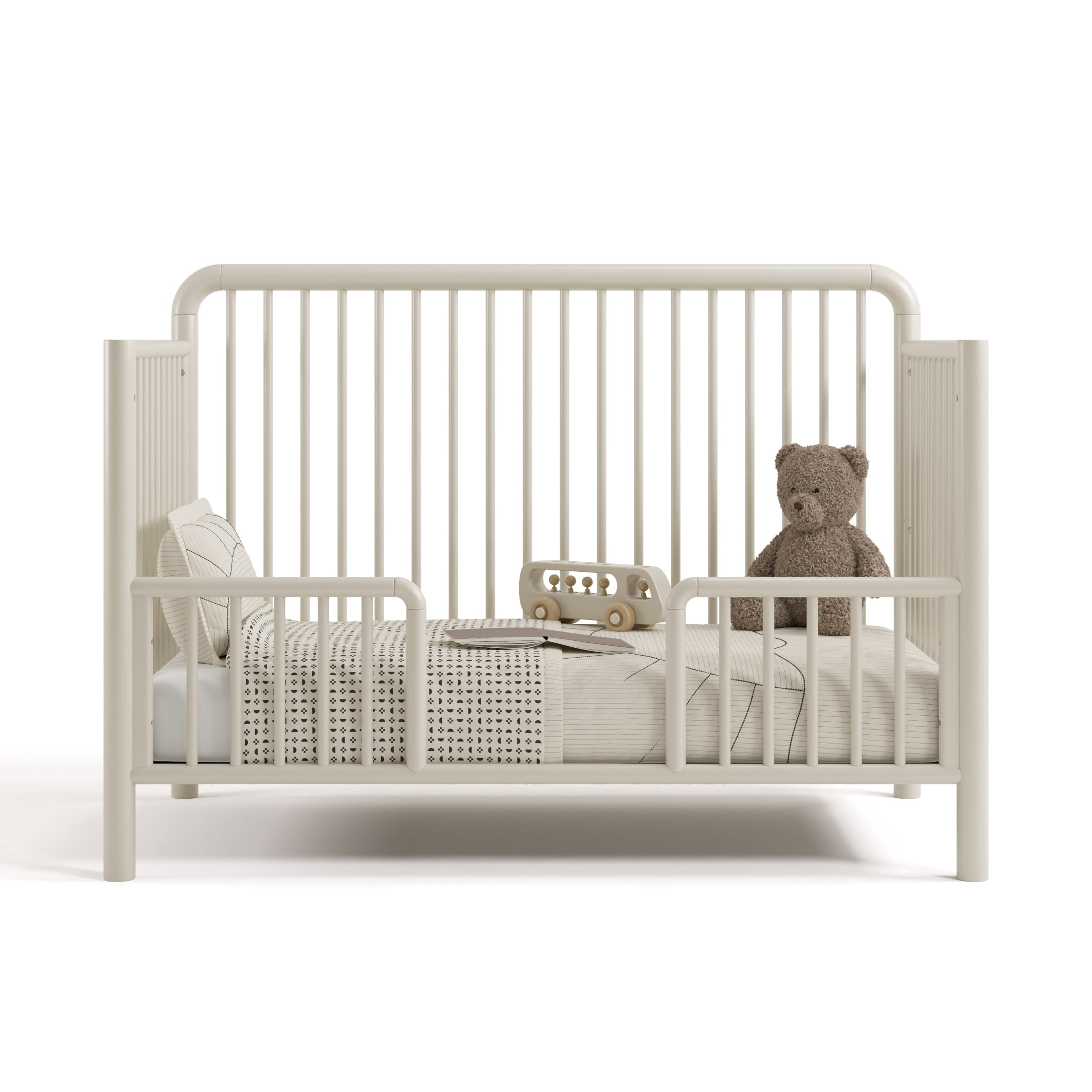 Storkcraft Porto 5-in-1 Convertible Crib with Bonus Toddler Guardrail - Frosted Oat