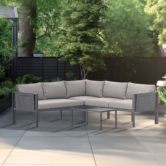Deko Living 5 Place Seating Outdoor Gray Sofa and Table Set