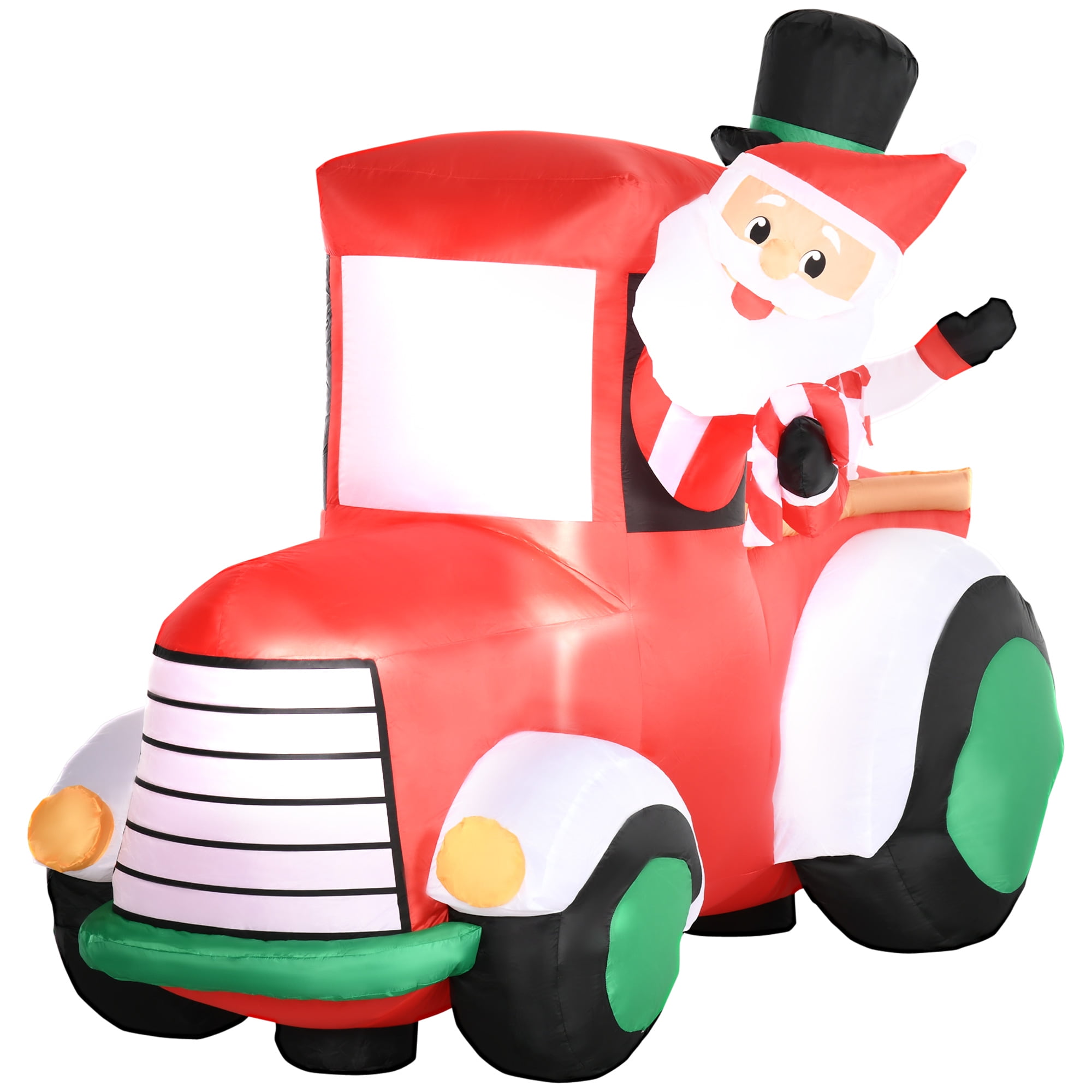 Dcenta 5ft Inflatable Santa Claus Driving a Car with Snowman, BlowUp