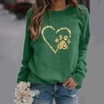 thumbnail image 2 of Women's T Shirts Ladies Casual Long Sleeve Dog Paw Print O-Neck Pullover Shirt Tops Womens Graphic Tees Green L, 2 of 3