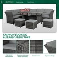 thumbnail image 5 of VIVIJASON 7 Pieces Patio Furniture Set Outdoor Sectional Sofa Conversation Set All Weather Wicker Rattan Couch Dining Table & Chair with Ottoman, Gray, 5 of 7