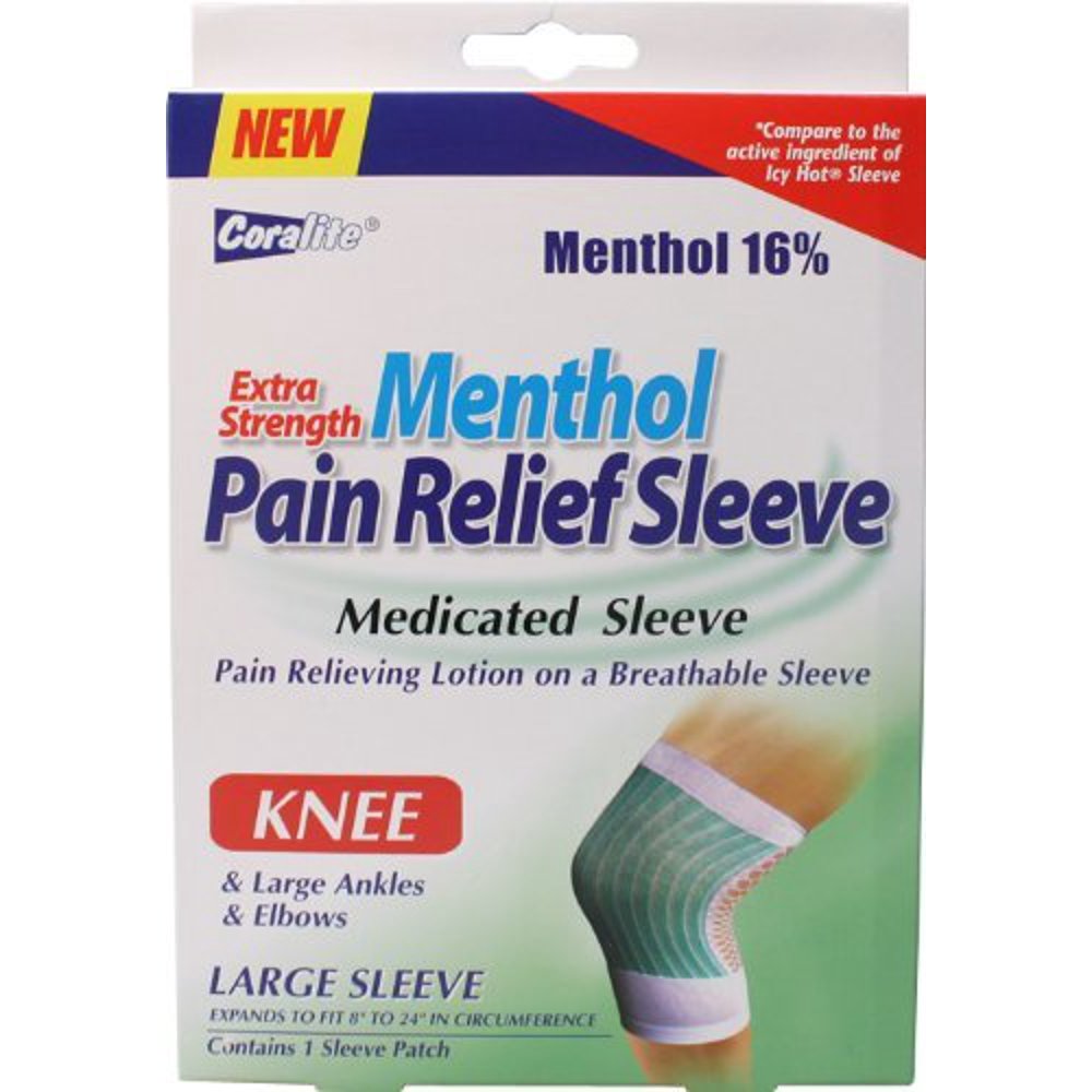 Coralite Extra Strength Menthol Pain Relief Knee Sleeve, 24 Count