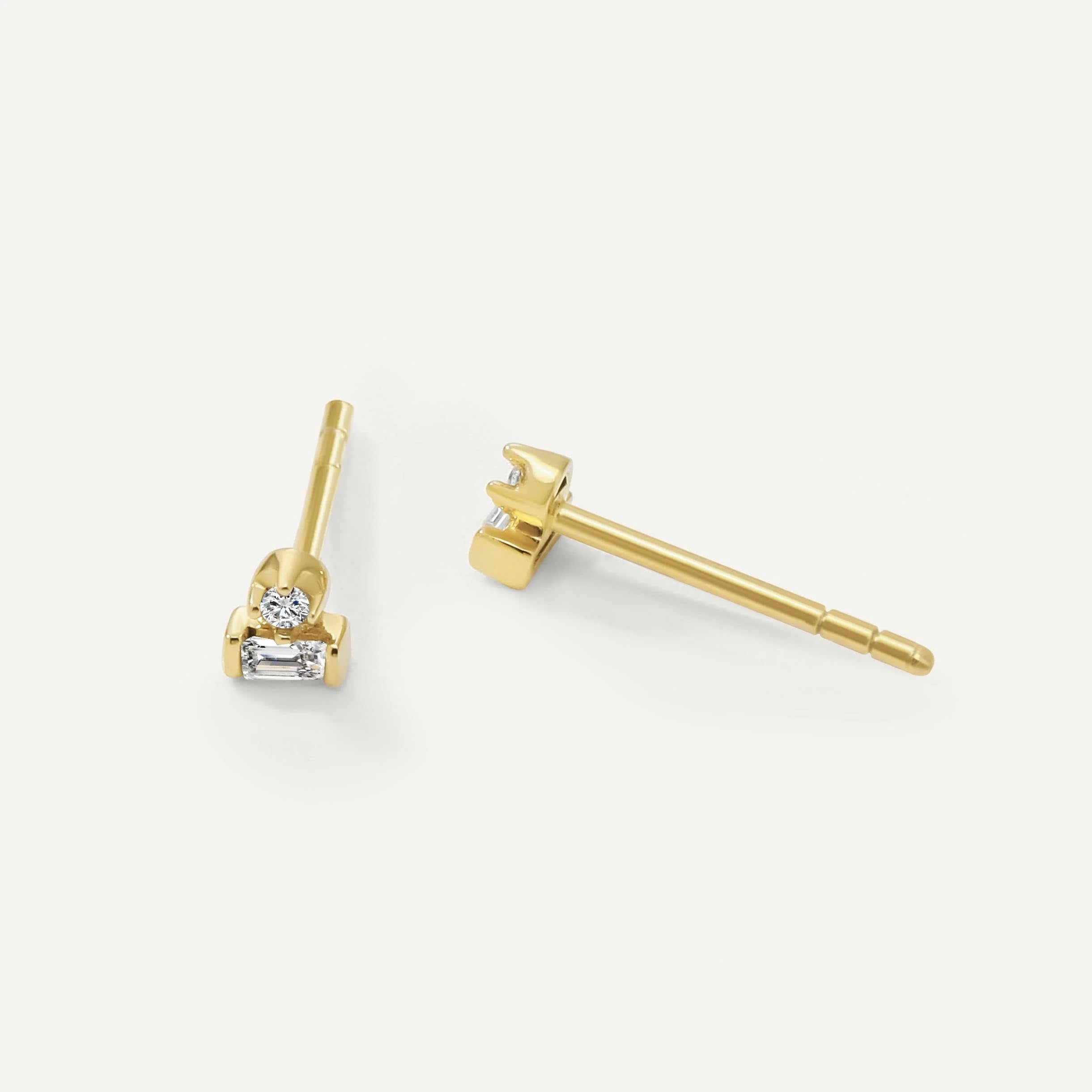 Unique Moments Lab Grown Diamond Accents Stud Earrings for Women|Gold Plated Sterling Silver Jewelry | Gift for Women Men