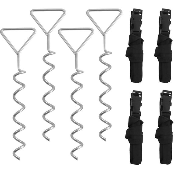 Upper Bounce Spiraled Anchor Kit Trampoline Deep Fastening for Safety, Set of 4