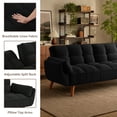 thumbnail image 4 of MIKIBAMA 75" Black 3 Seat Linen Convertible Futon Sofa Bed Tufted Design Adjustable Backrests With Solid Wood Legs for Small Spaces, 4 of 7