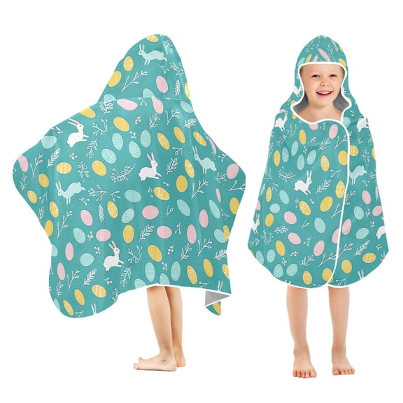 joogoo Bunny Easter Eggs-t1 Kids Hooded Beach Towel Baby Bath Towel 23.5"x50"