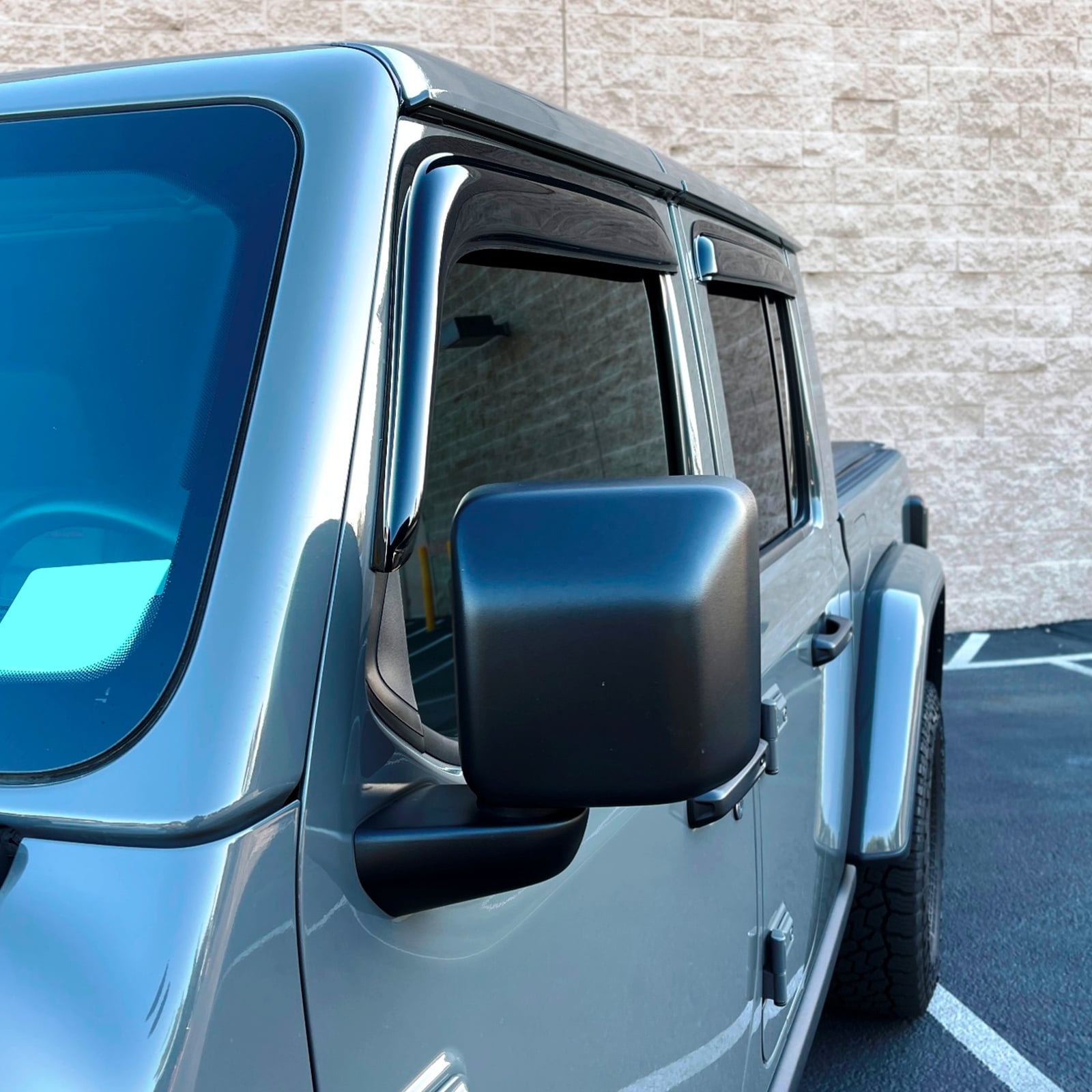 Ikon Motorsports Window Visor Compatible with 2007-2023 Jeep Wrangler 4-Door & 2020-2023 Jeep Gladiator 4-Door Acrylic Vent Windshield Deflector Rain Guard 4Pc Set Outside Mount
