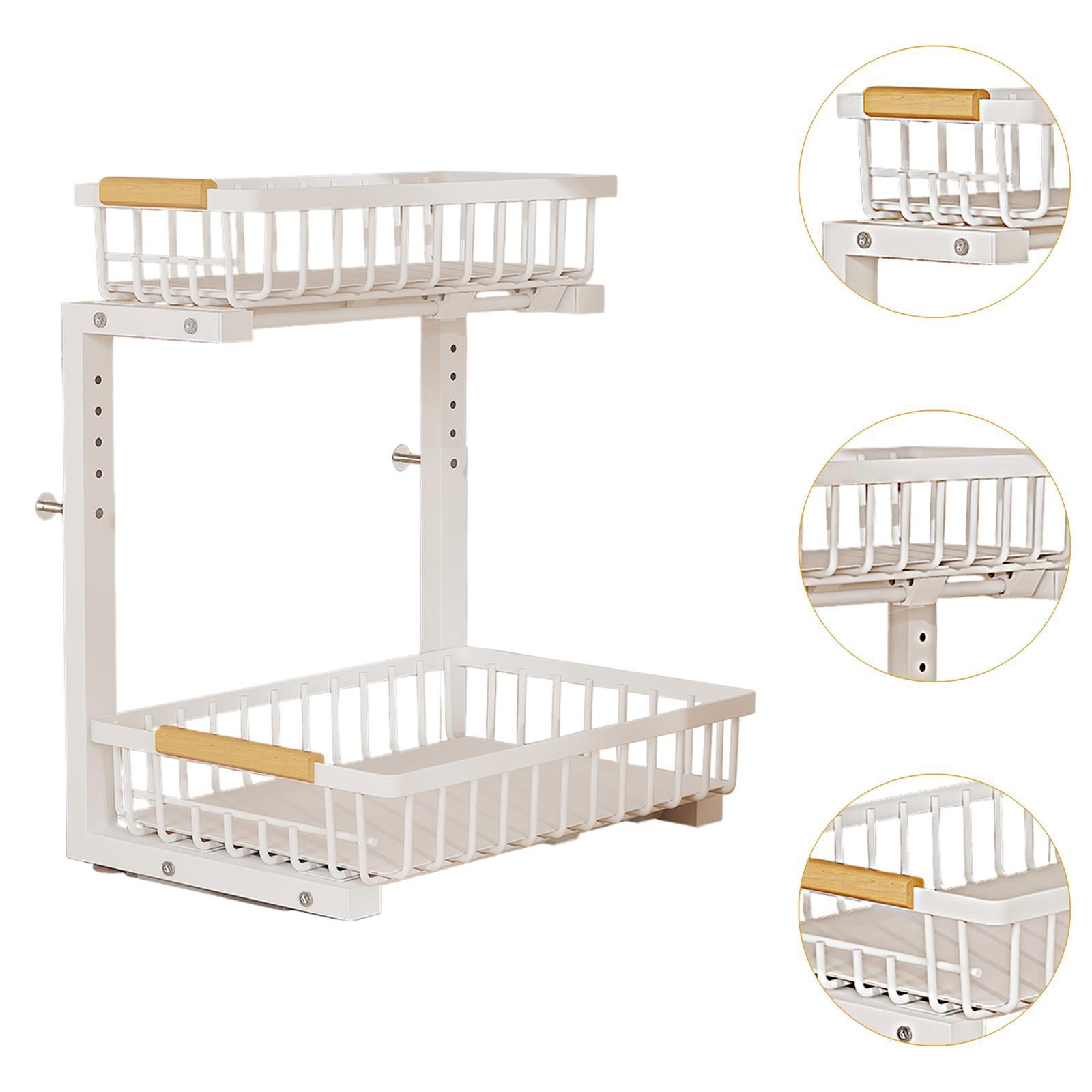 Fiocias Under Sink Organizer Office Storage Rack Bathroom Pull Out Cabinet Organizer White 1