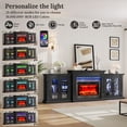 thumbnail image 4 of Holliwill 104" Fireplace TV Stand with 30" Electric Heater & LED Lights & Power Outlets, Modern Farmhouse Entertainment Center with Storage Cabinet for Living Room, Large Fireplace with Mantel, Black, 4 of 11