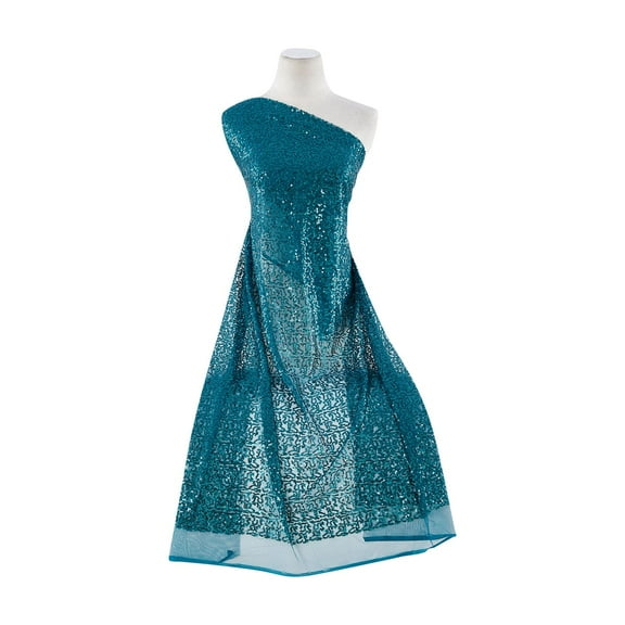 Zelouf Sequins On Tulle , Sewing, DIY, Crafts Fabric by the Yard, Roxy Teal, 3 Yard