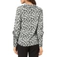 thumbnail image 3 of Blusa de Manga Larga con Cuello de Chal y Botones de Estampado Floral de Rosa Allegra K para Mujeres, Negra S, 3 of 6