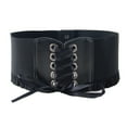 thumbnail image 5 of Oiur Corset Waist Belt for Women Lace Up Tied Waspie Elastic Wide Belt for Dresses Halloween Pirate Costume Accessory,Black, 5 of 8