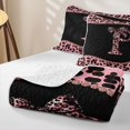 thumbnail image 4 of meiyoeat Leopard Pattern Bow Quilt Full For Girls,Pink Cheetah Print Alphabet P Full Bedspread Sets For Kids,3 Pieces, 4 of 7