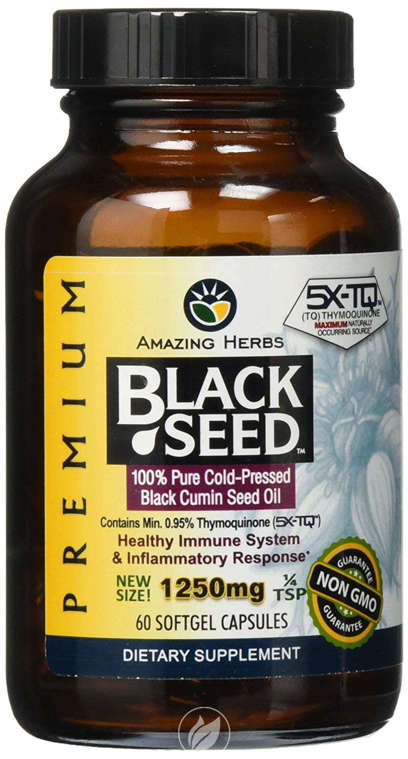 AMAZING HERBS Premium Black seed Oil 1250mg 60 SOFTGEL - Walmart.com