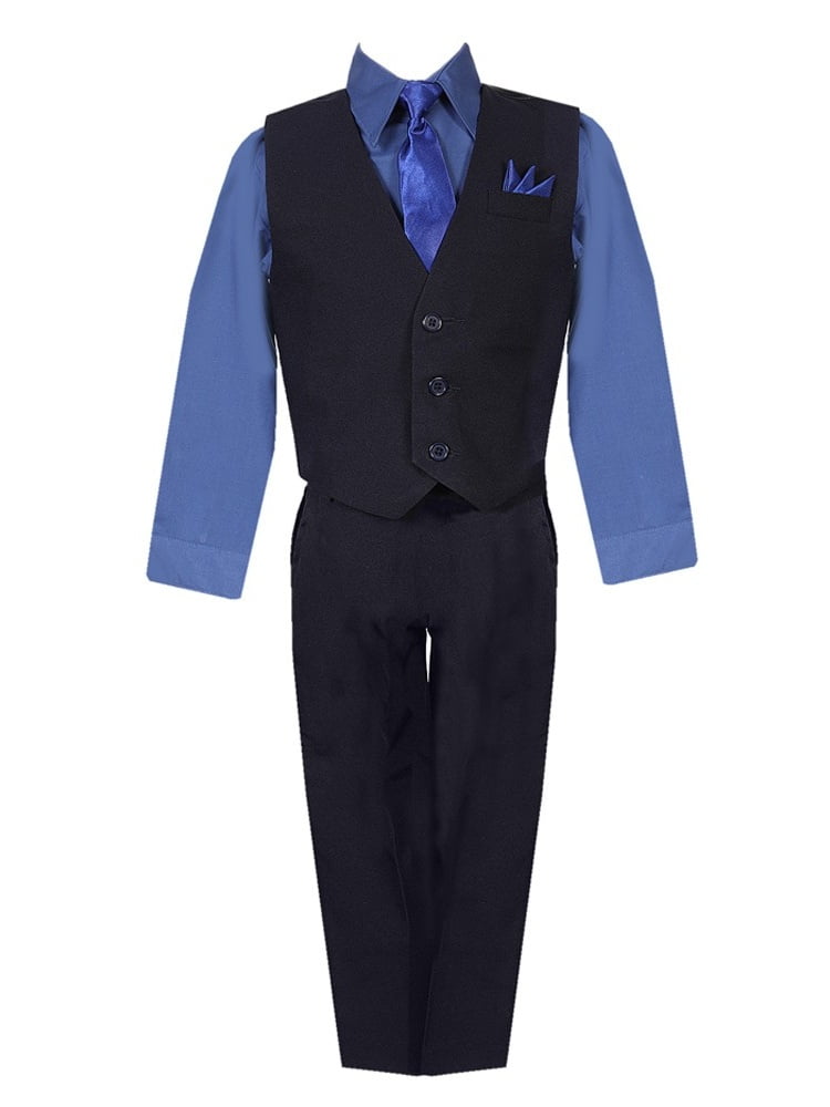 blue shirt with vest