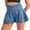 Blue, variant on Summer High Waist Women Wide Leg Flared Denim Shorts Ruffle Flowy Jeans