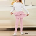 thumbnail image 7 of BLTIBY Girls Cotton Leggings Ruffle Skirt School Uniform Pants Relaxed Fit Pants Kids Stretch Warm Preppy Legging Skirts Pink 5-6 Years, 7 of 7