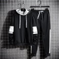 thumbnail image 2 of Entyinea Mens Tracksuits 2 Piece Set Long Sleeve Jogger Sets Two Pieces Hoodies Sweatsuit Mens Lounge Tracksuit Set Regular Fit Hooded,Black L, 2 of 4