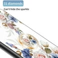 thumbnail image 5 of Feishell Compatible with iPhone 16e Flower Pattern Case with Diamond Ring Holder Support Magnetic Car Mount,Shockproof Luxury Glossy Glass Slim Phone Case for Women Girls,B, 5 of 14